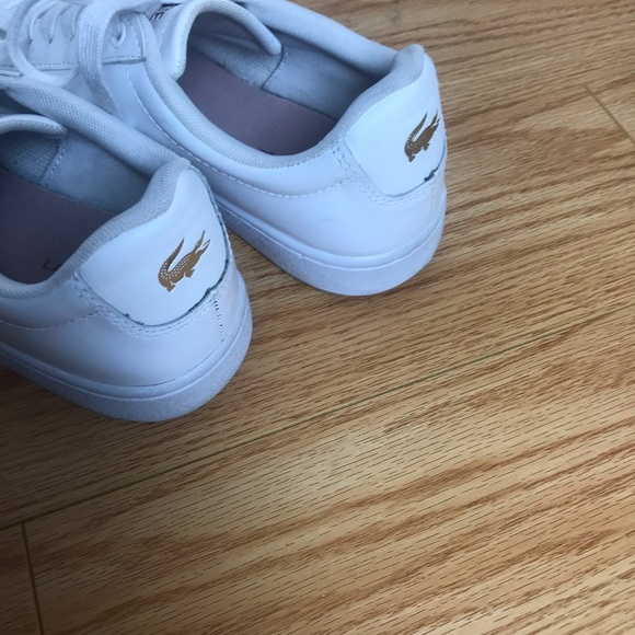 Men’s Lacoste White Leather Sneakers Sz 8 - Picture 3 of 12
